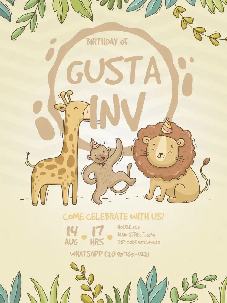 Infant Safari Boy invitation