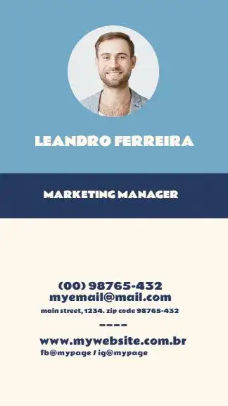 Invitation Digital Business Card - Male Marketing Manager – Card theme modern, masculine, minimalist, professional, colorful