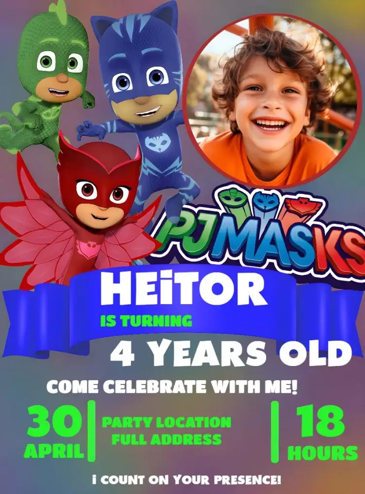 Pj Masks With Amaya Photo invitation
