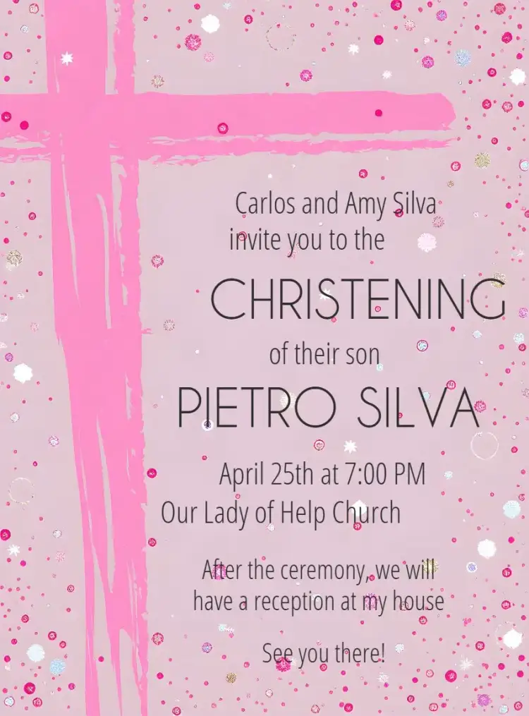 Invitation Baptism Pink Girl Baptism – Baptism theme pink, delicate, floral, modern, childish