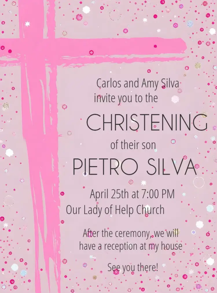 Baptism Pink Girl Baptism invitation