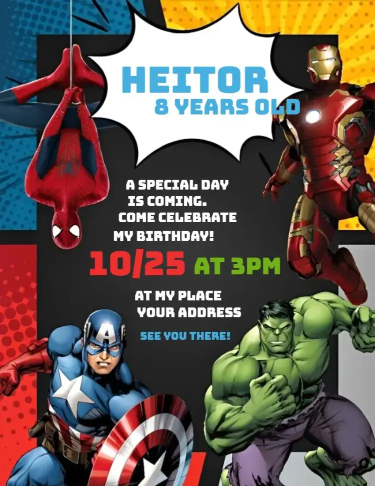 Invite Avengers 1 editable and customizable