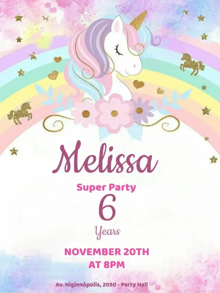 Invitation Sleeping Unicorn Girl To Edit Pink – Kids' Birthday Party theme pink, magical, fantasy, colorful, playful, childlike