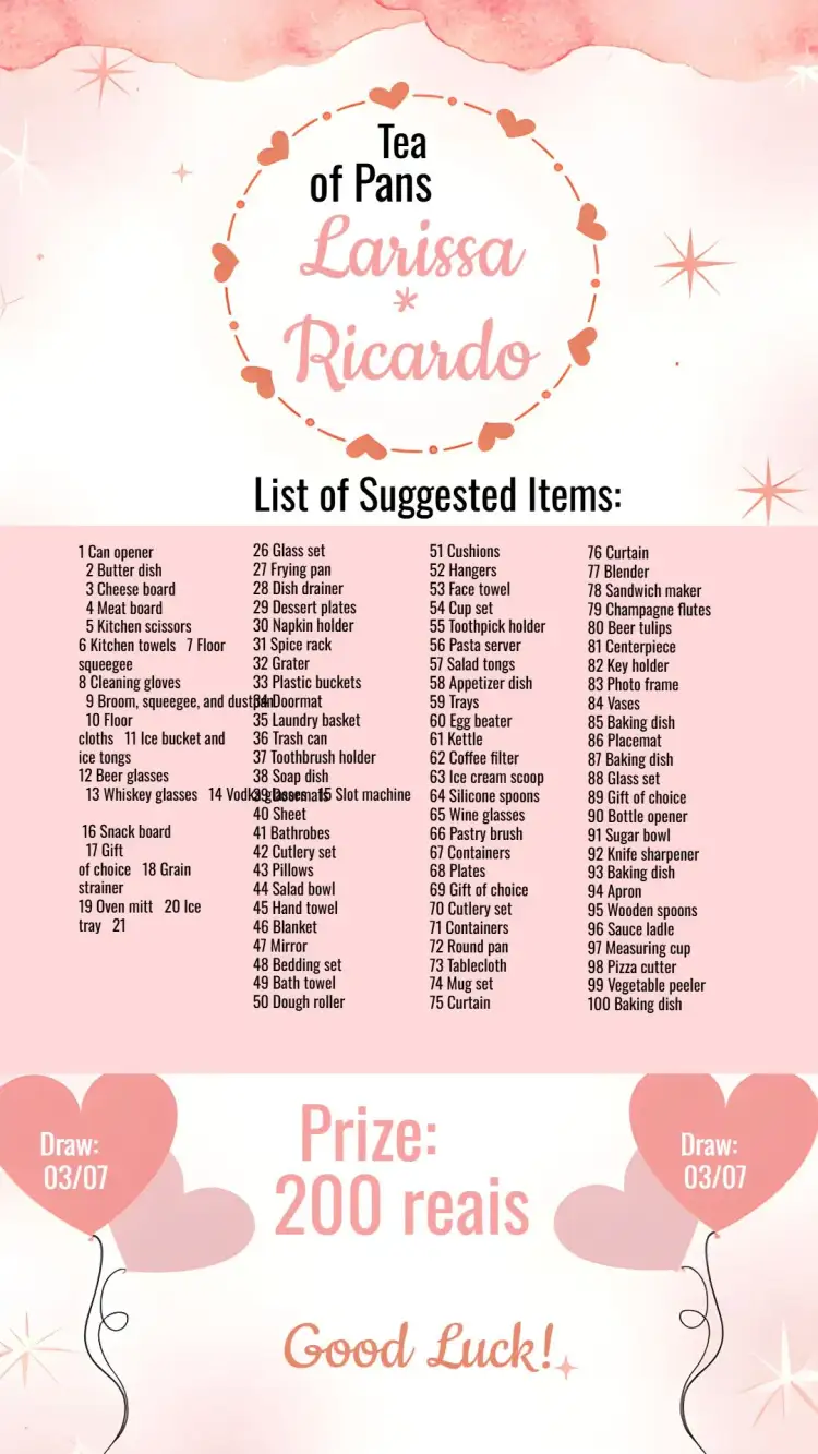 Invitation Salmon Hearts Kitchen Raffle Tea – Bridal Shower theme salmon, light pink, minimalist, delicate, hearts, kitchen