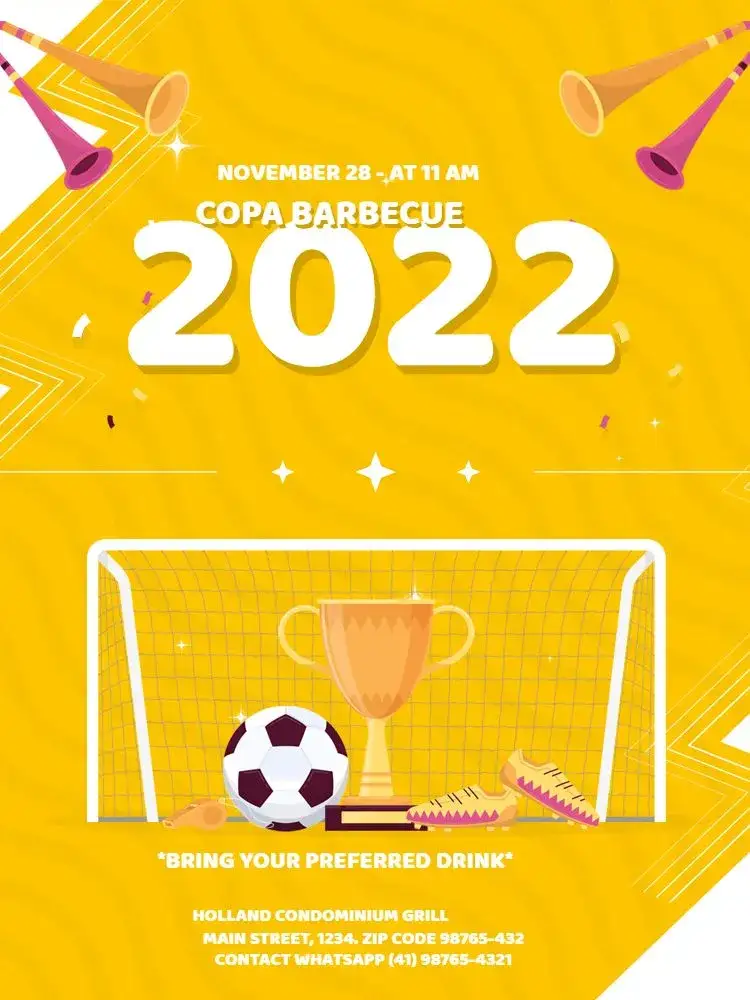 Invitation Yellow Soccer Team Whistle – Kids' Birthday Party theme modern, sporty, vibrant, fun, football illustrations, yellow colors