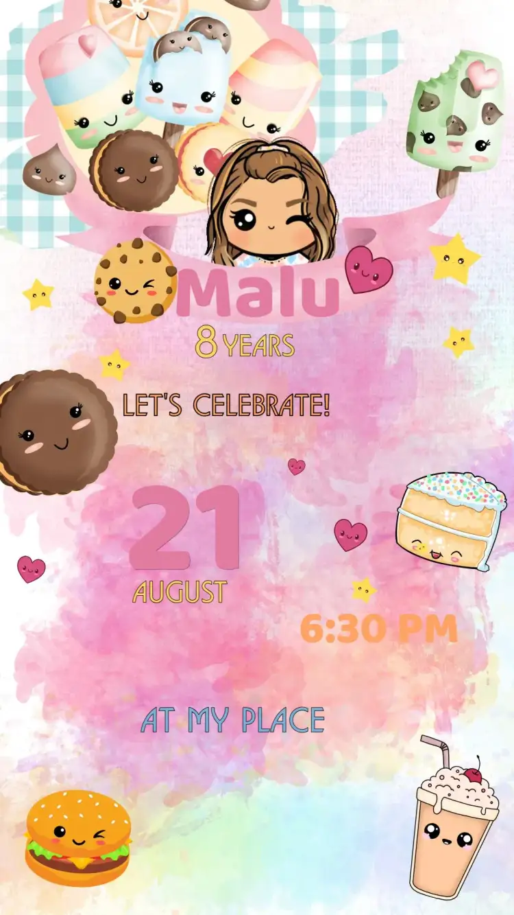 Invitation Sweet World Birthday Invitation – Kids' Birthday Party theme colorful, playful, sweet, fantasy, childlike, bright
