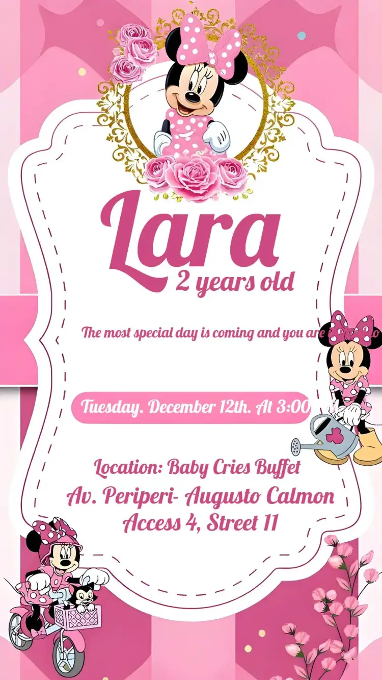 Invitation White Minnie Garden – Most searched for theme jardim, rose, white, fun, themed, children