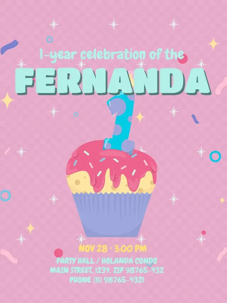 First Year Pink Girl Candle invitation