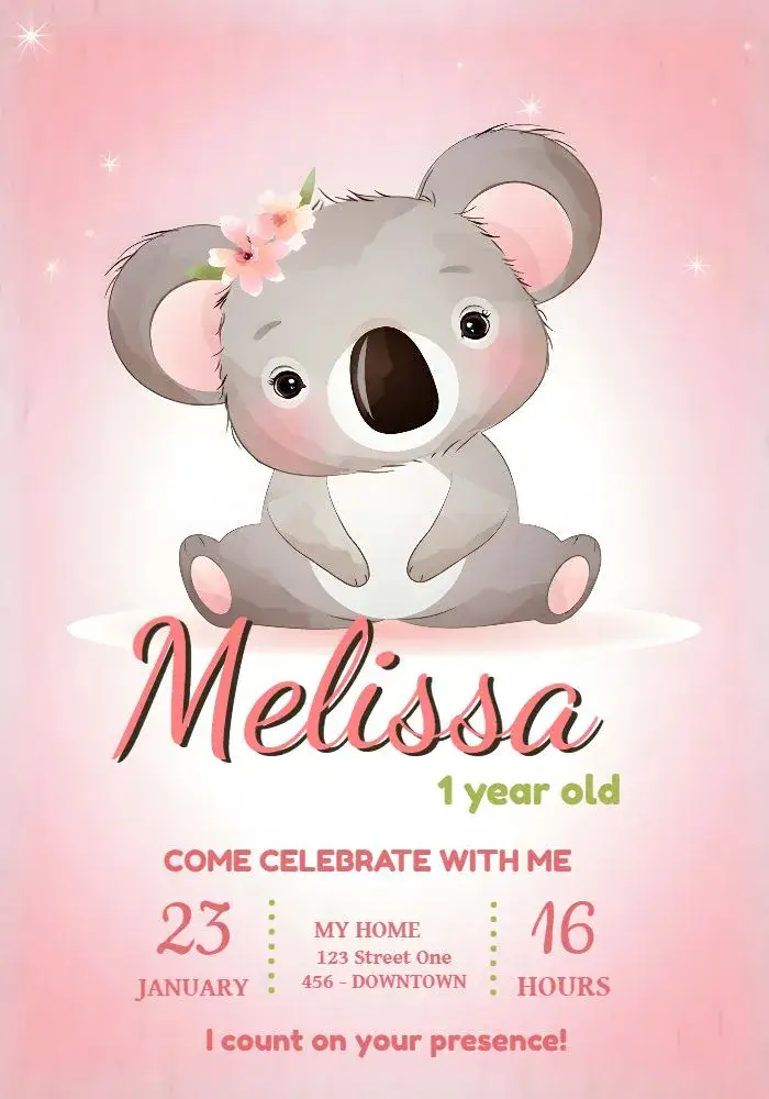 Female Koala invitation