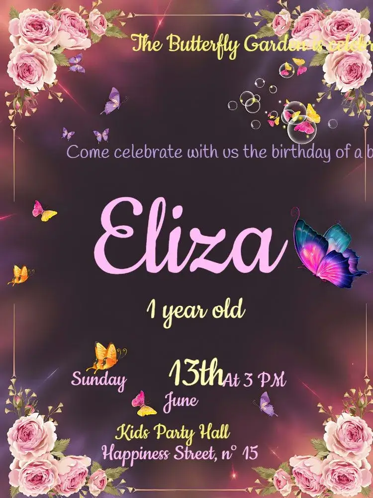 Digital Butterfly Garden invitation