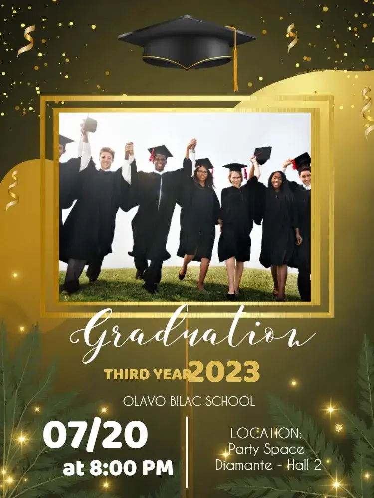 Invite High School Graduation With Black Photo editable and customizable