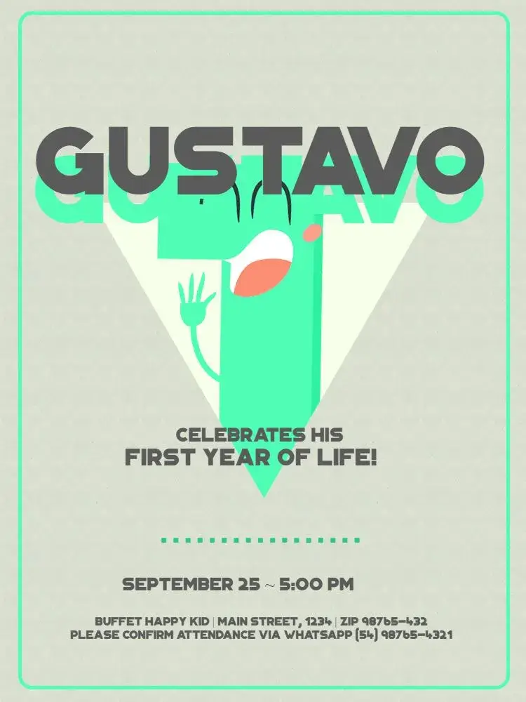 First Year Green Boy invitation