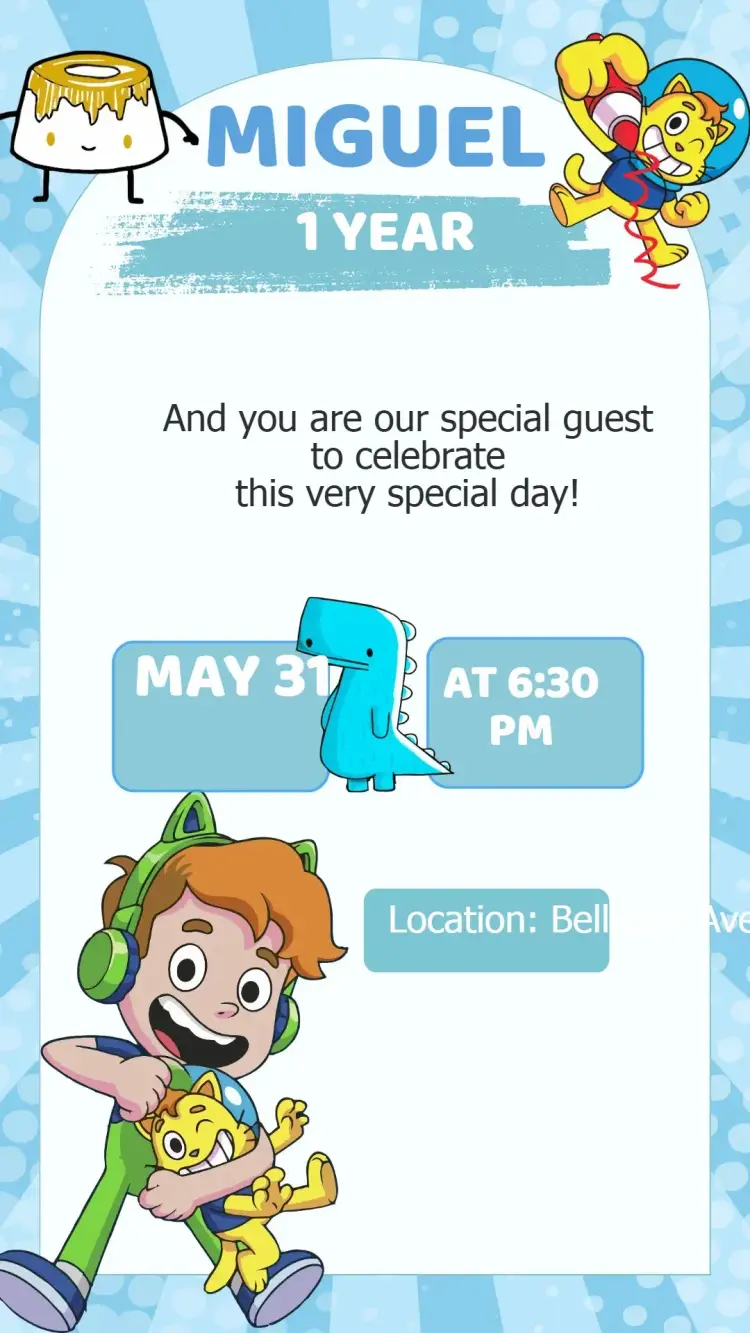 Galactic Cat Birthday Invitation