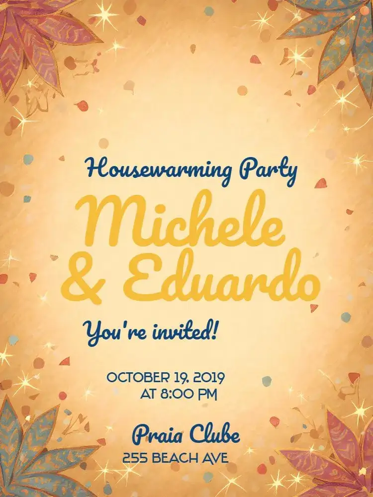 Invitation Housewarming Tea with Friends – Bridal Shower theme golden, white, elegant, modern, feminine, romantic