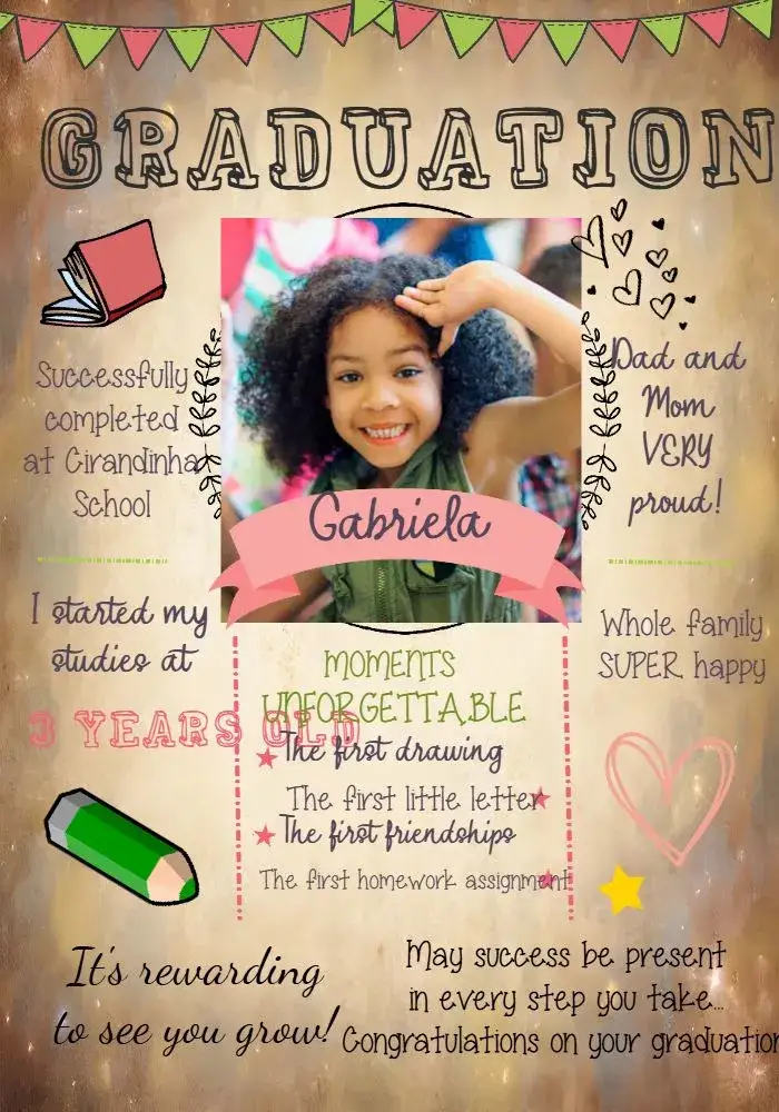 Invitation Girl Child Graduation With Pencil Photo – Graduation theme delicate, colorful, childlike, creative, festive, fun