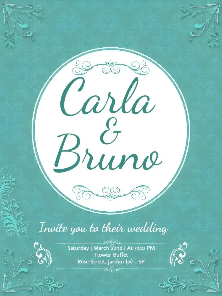 Elegant Tiffany Green Wedding invitation