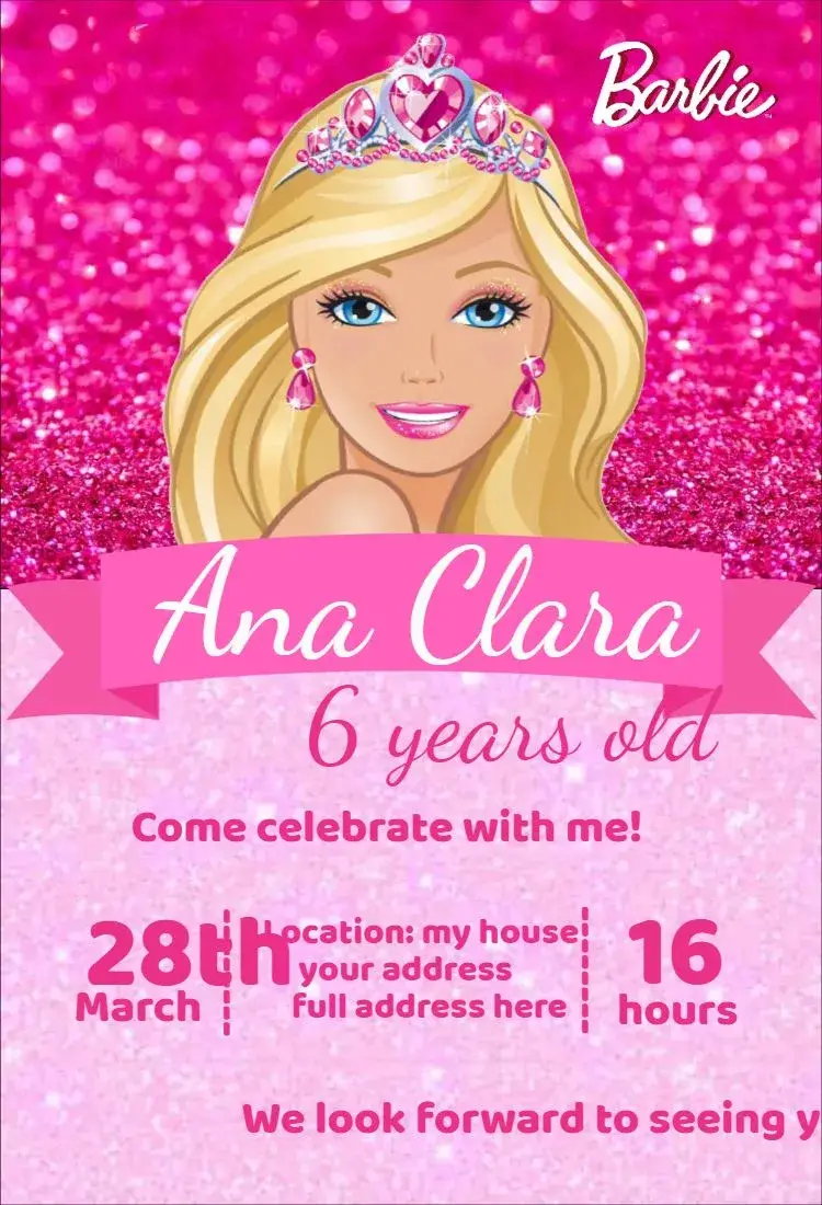 Barbie Glitter invitation
