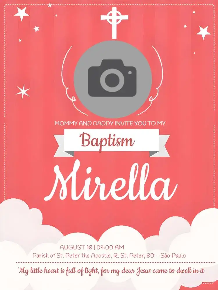 Invitation Baptism With White Photo – Baptism theme white, angels, minimalist, elegant, serene, classic