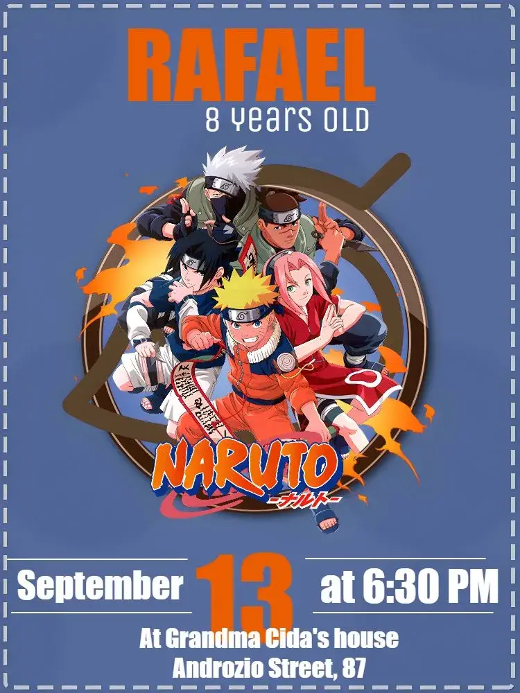 Blue Akatsuki Naruto invitation