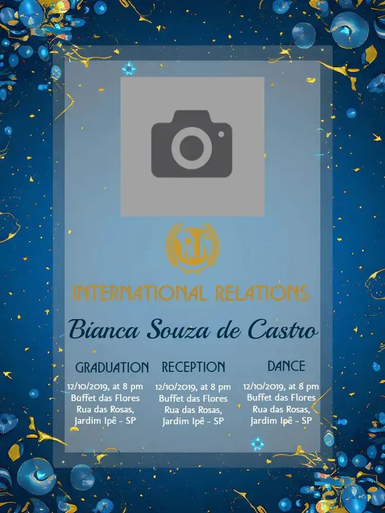 International Relations Graduation With Golden Photo invitation