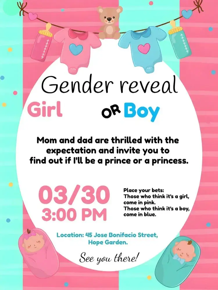 Gender Reveal Baby Clothesline Tea invitation