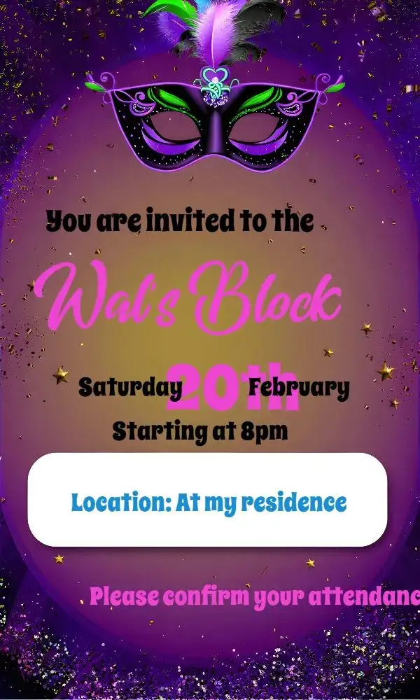 Invitation Carnival Block Party – Commemorative Dates theme colorful, fun-filled, tropical, bright, folkloric, festive