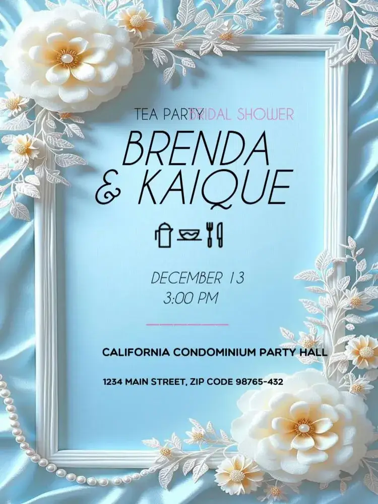 Invitation Delicate Bridal Shower To Edit Couple ā Raffle Tea theme minimalist, delicate, green, light, simple