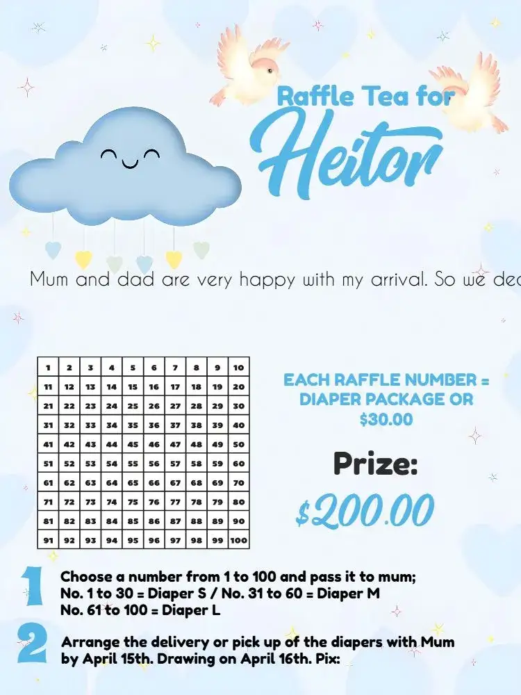 Invitation Tea Raffle Rain of Love / – Raffle Tea theme modern, delicate, minimalist, soft, childish
