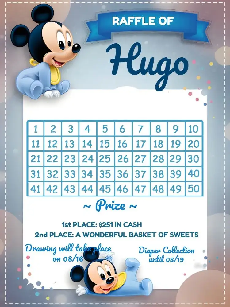 Invitation Baby Mickey Mouse Raffle Tea Party – Raffle Tea theme themed, colorful, childish, fun-filled, lively