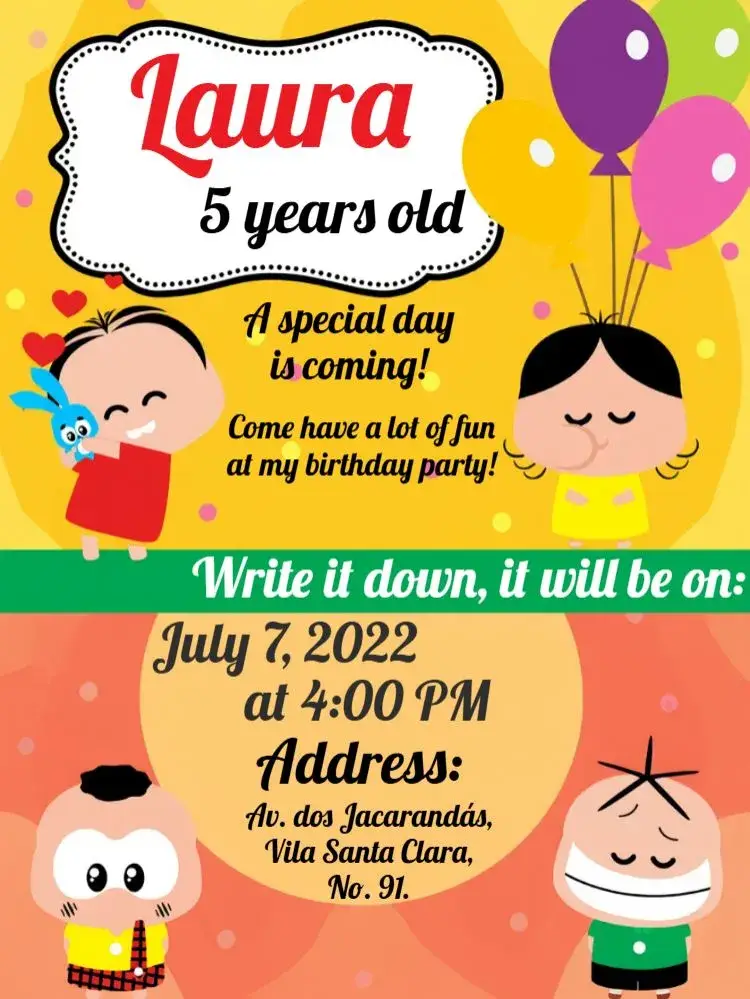 Turma Da Mônica Toy Yellow invitation