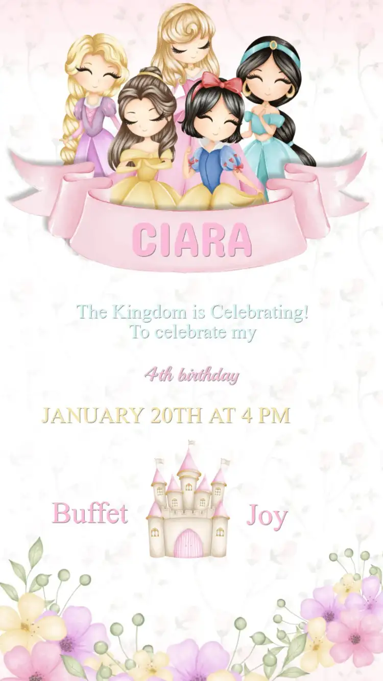 Disney Princesses Birthday Invitation