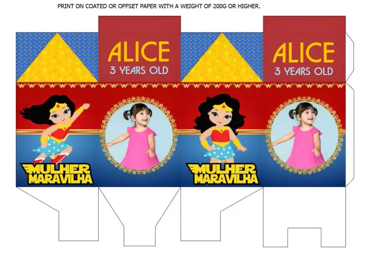 Wonder Woman Milk Box With Photo Template invitation
