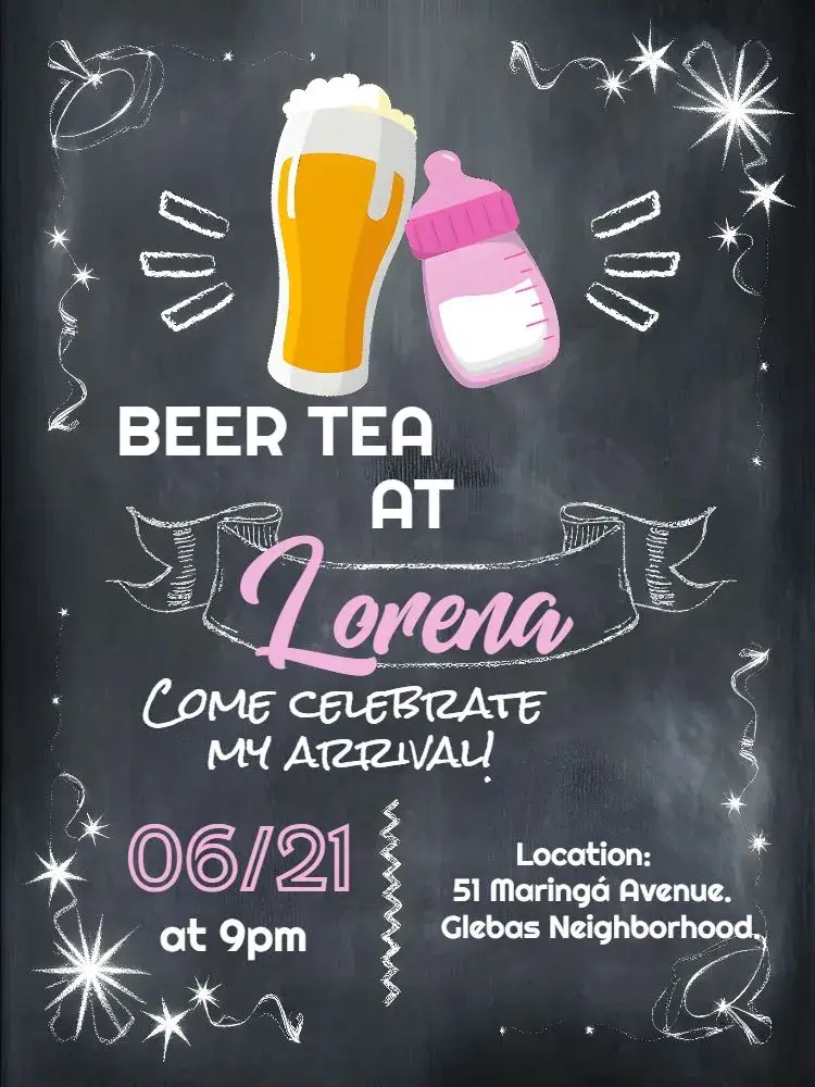 Chalkboard Diaper Drinking Tea invitation