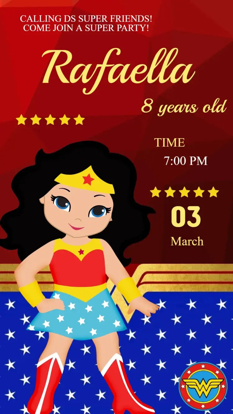 Wonder Woman Birthday Invitation