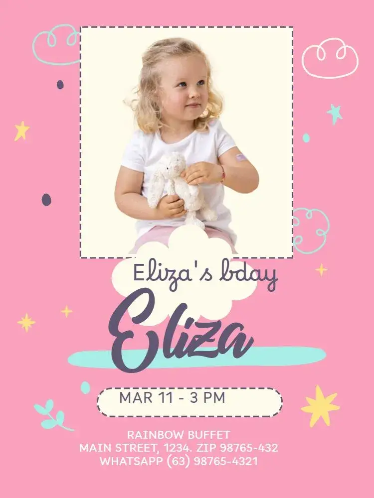 Infant Girl Pink Photo Meeting invitation