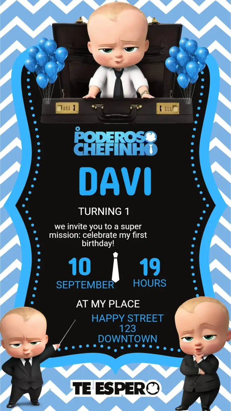Powerful Boss Baby Birthday Digital Invitation