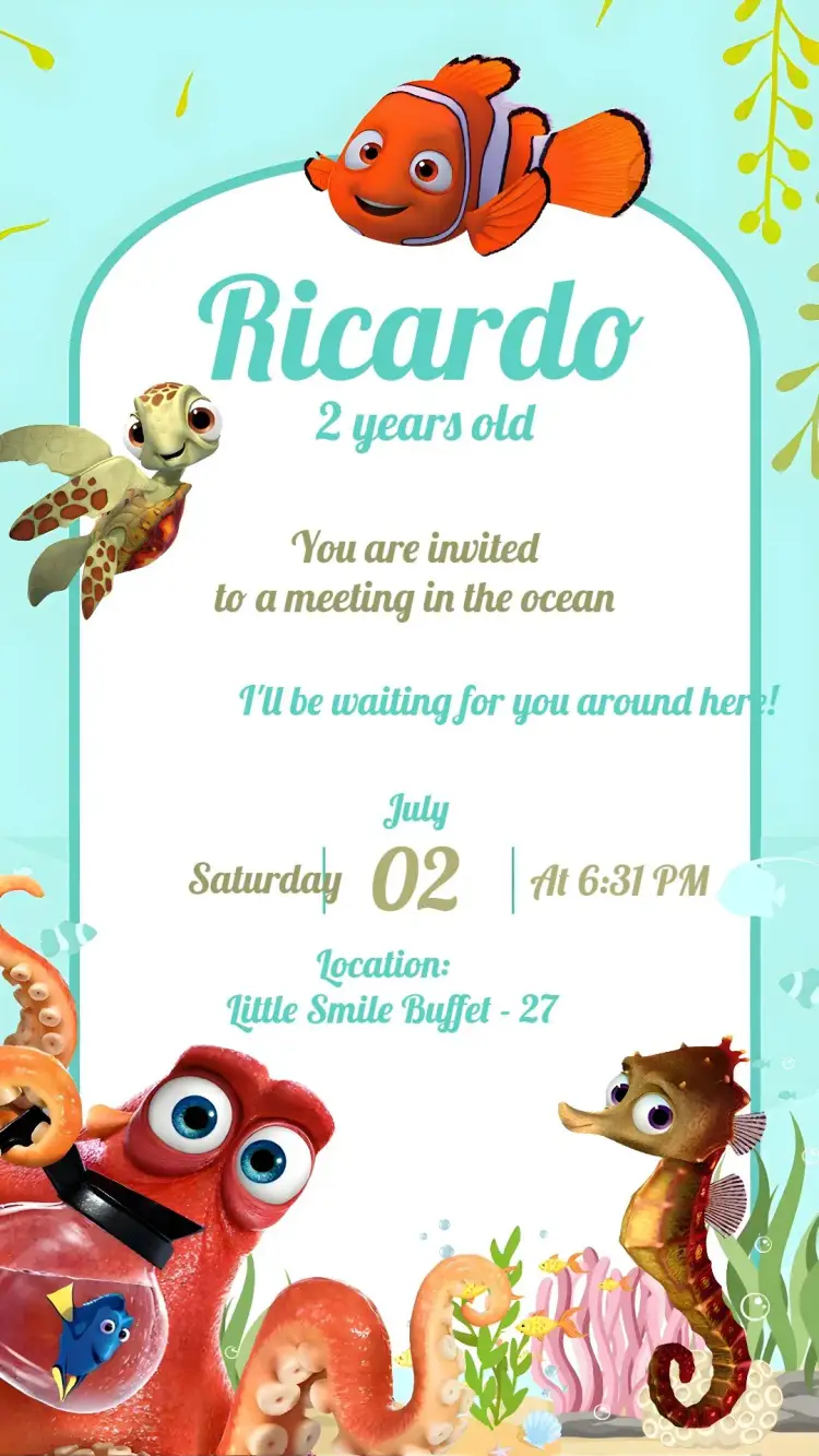 Finding Nemo Theme invitation