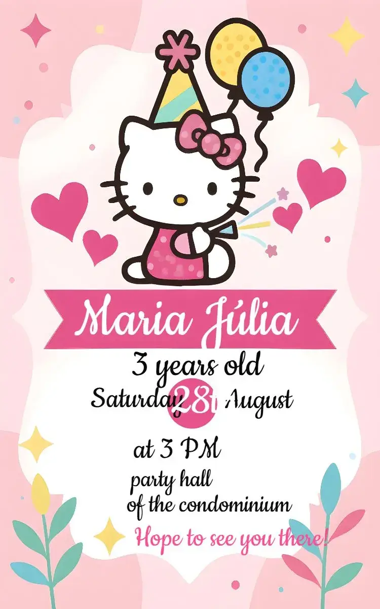 Hello Kitty Pink invitation