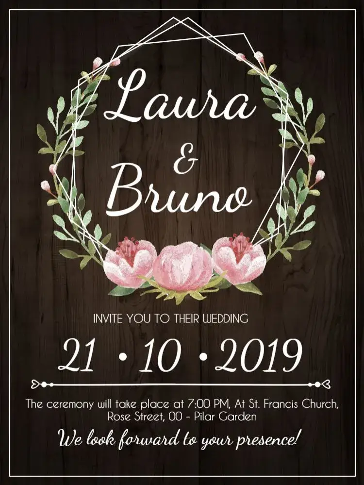 Rustic Modern Floral Wedding invitation