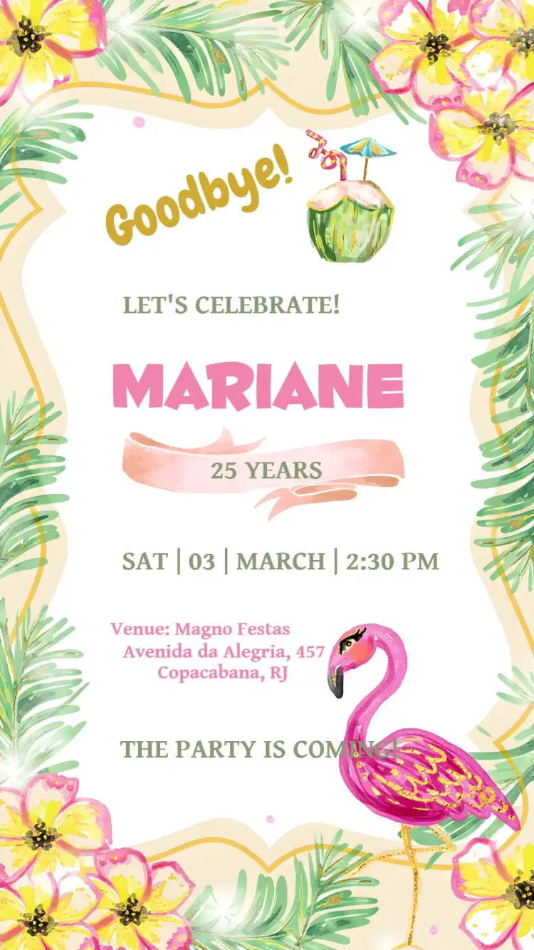 Invite Golden Tropical editable and customizable