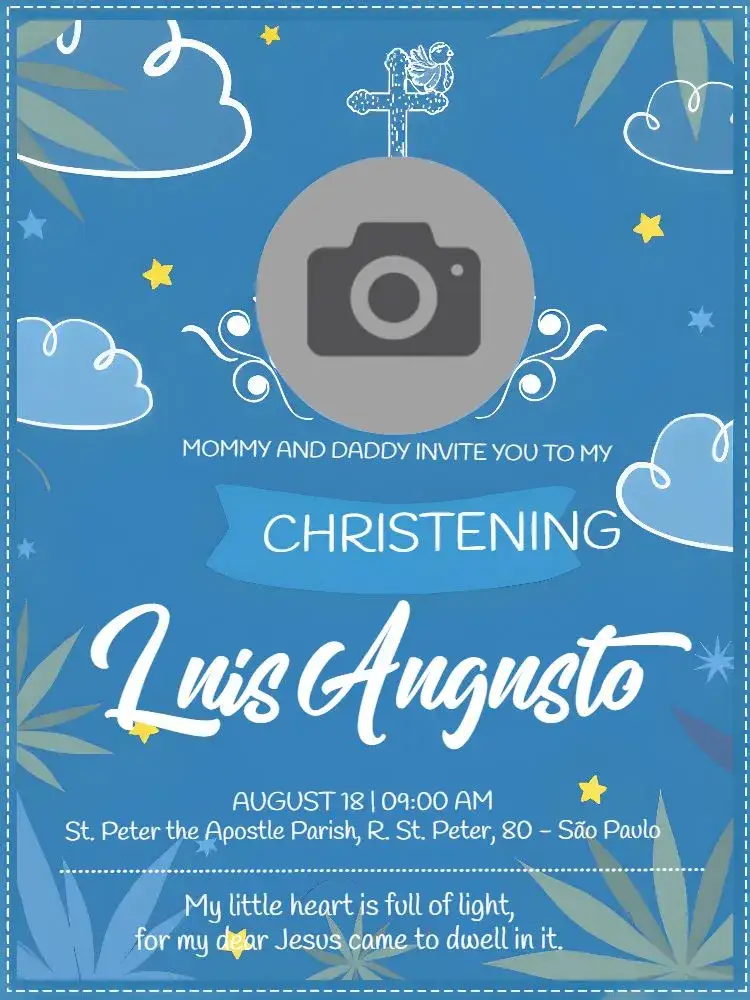 Invitation Baptism With Photo Baptism – Baptism theme blue, children's, modern, minimalist, photographic