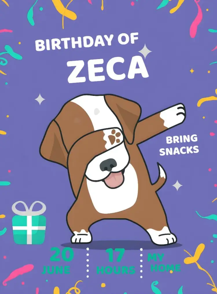 Pet Purple Dog invitation