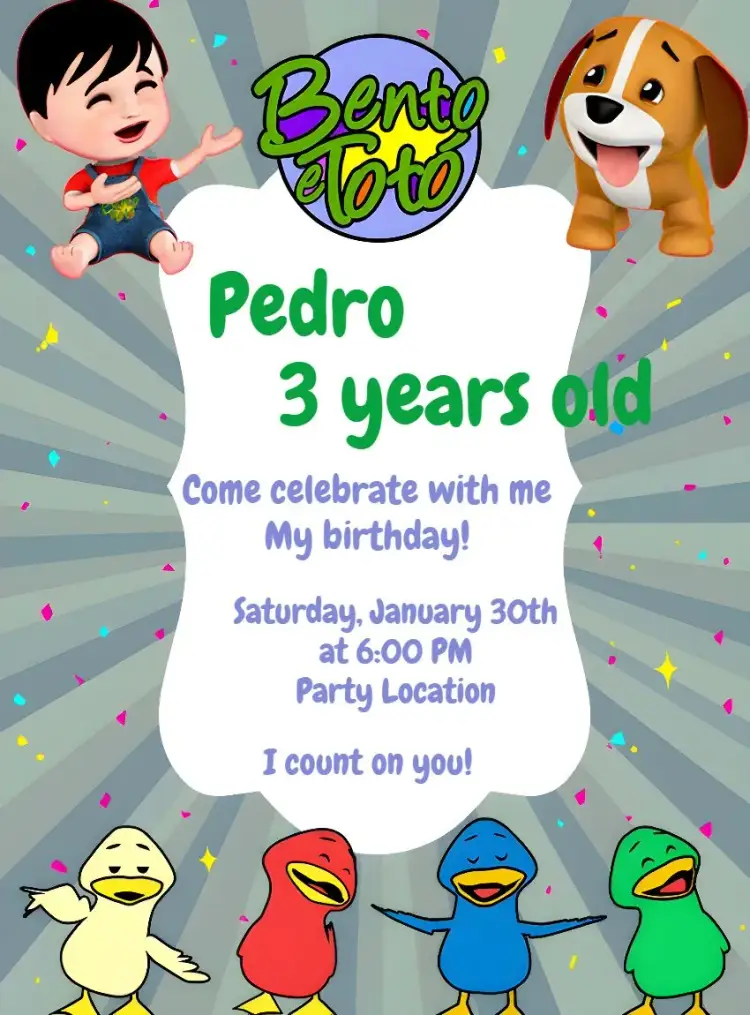 Bento And Totó Kids invitation