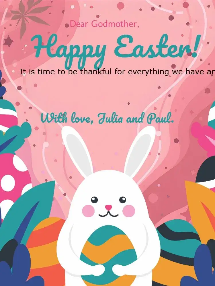Invitation Happy Easter Plants Card – Commemorative Dates theme floral, modern, colorful, cheerful, tropical