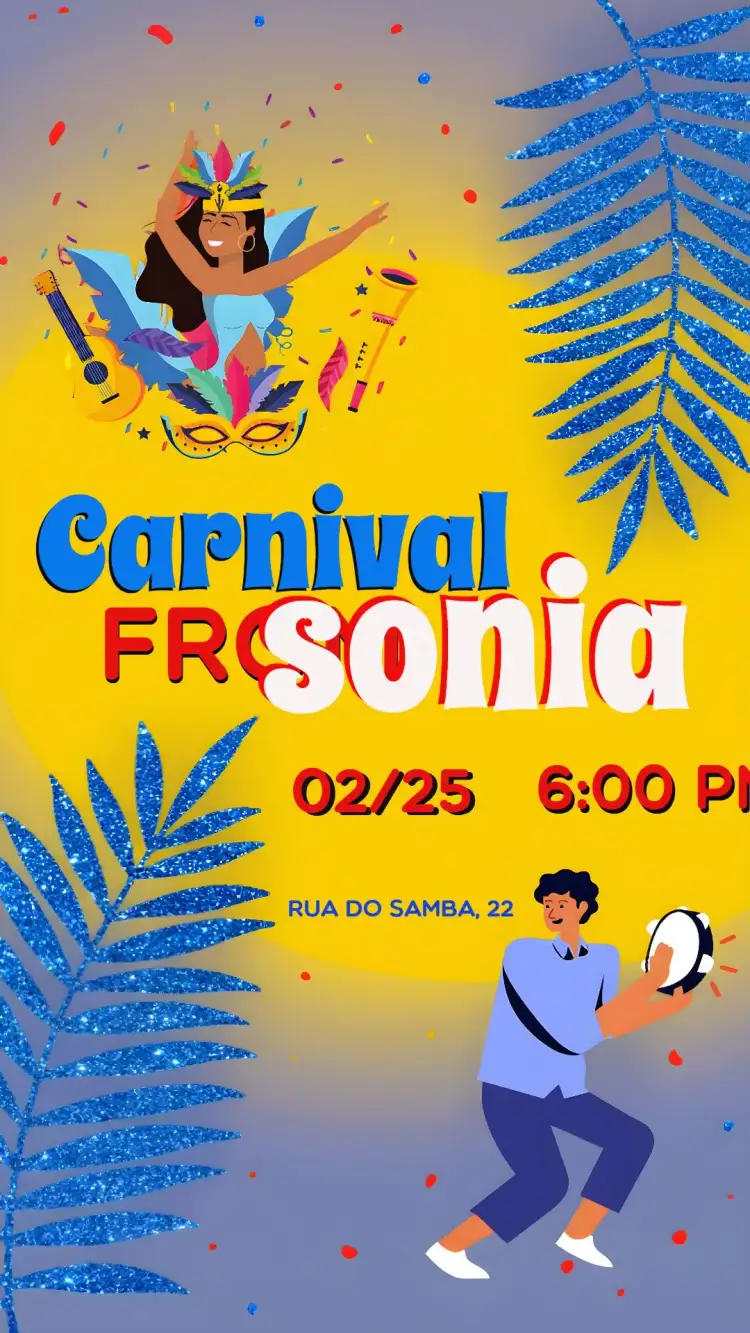 Invitation Blue Carnival – Commemorative Dates theme carnival, colorful, fun, youthful, playful