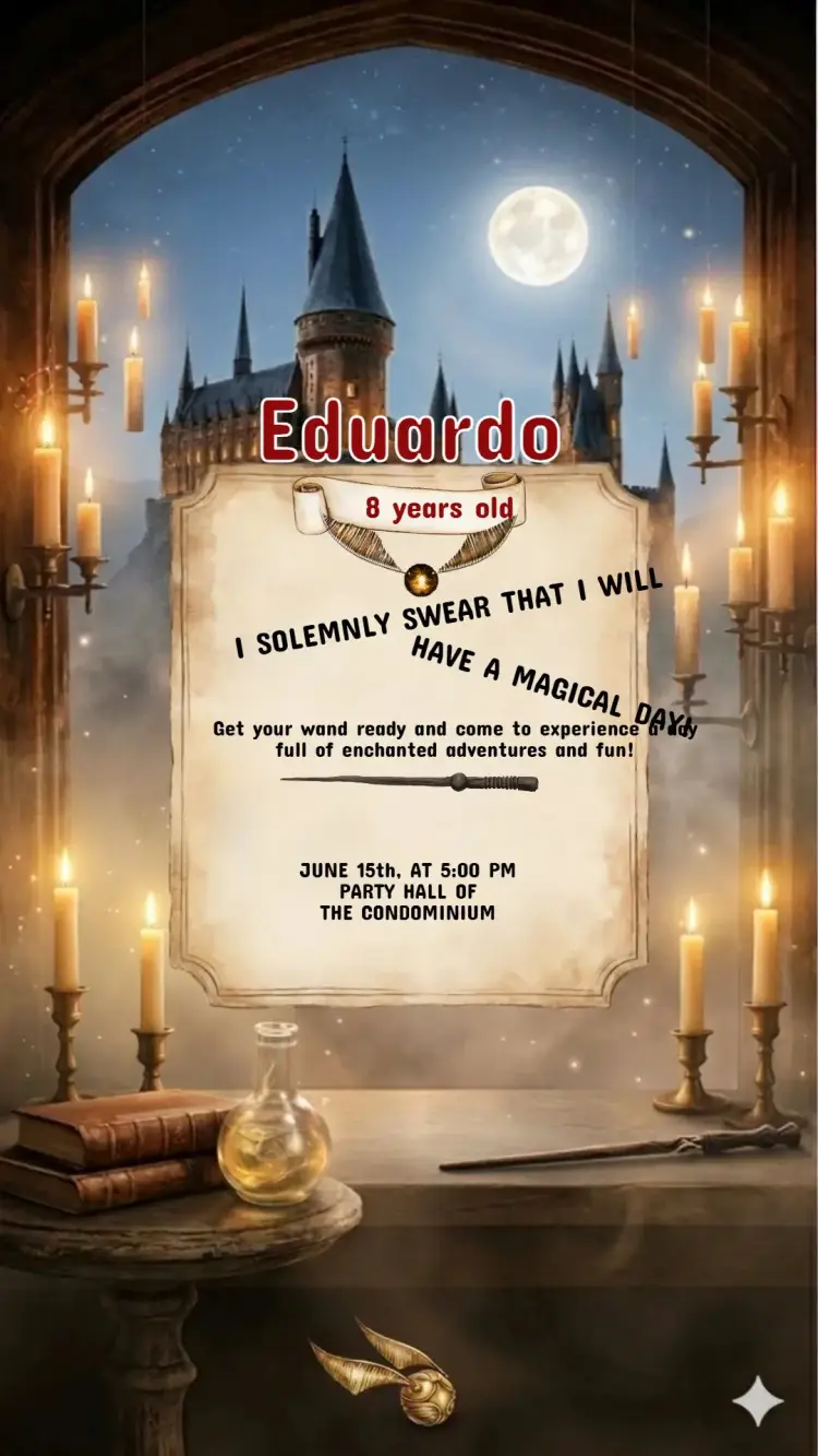 Harry Potter Kids Birthday Invitation