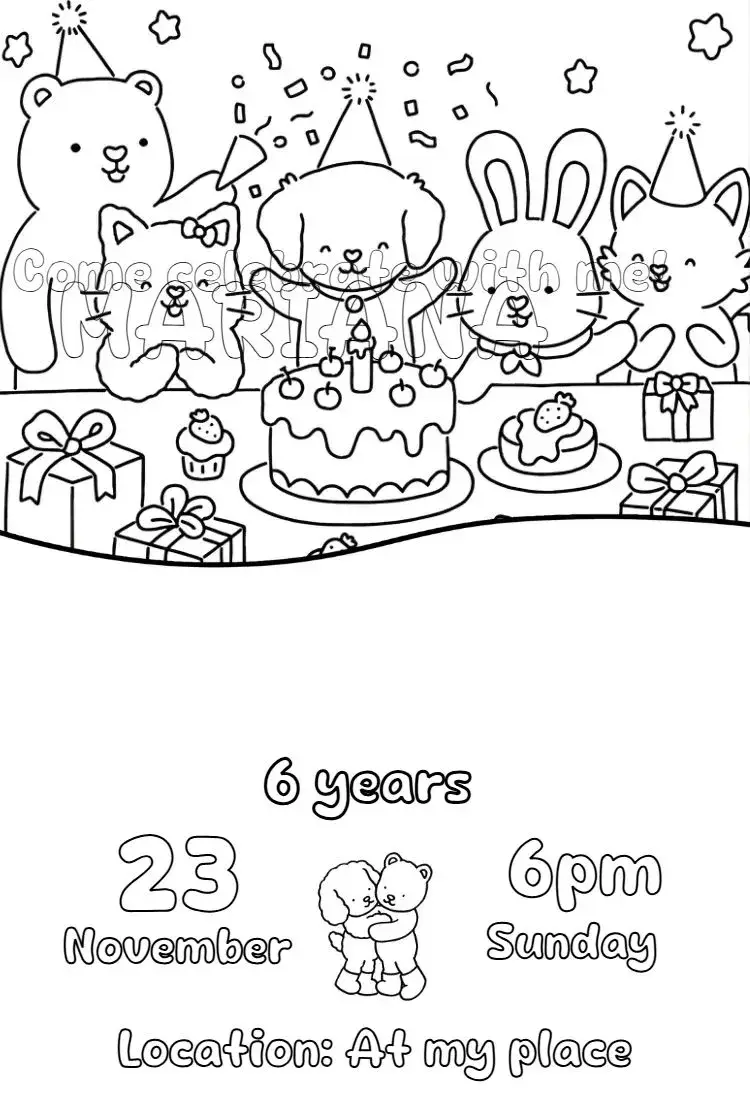 Invite digital invitation bobbie goods for coloring editable and customizable