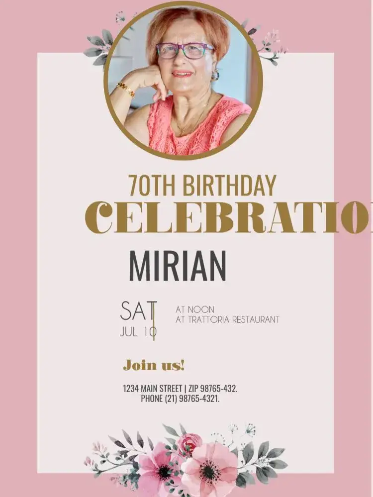 70 Years With Clear Photo invitation