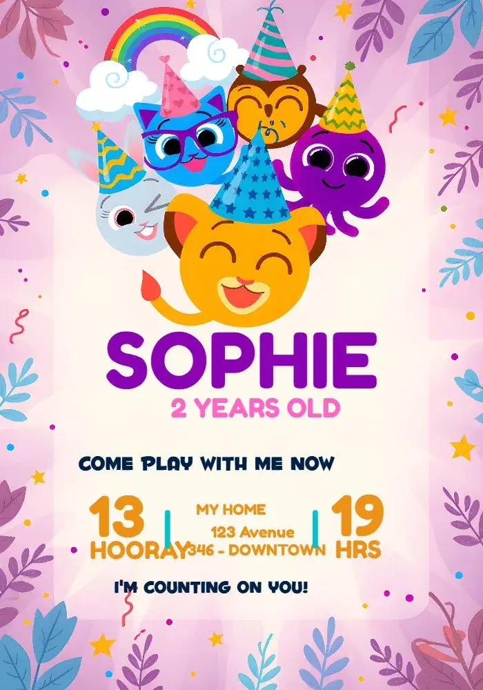 Colorful Cake Cuties invitation