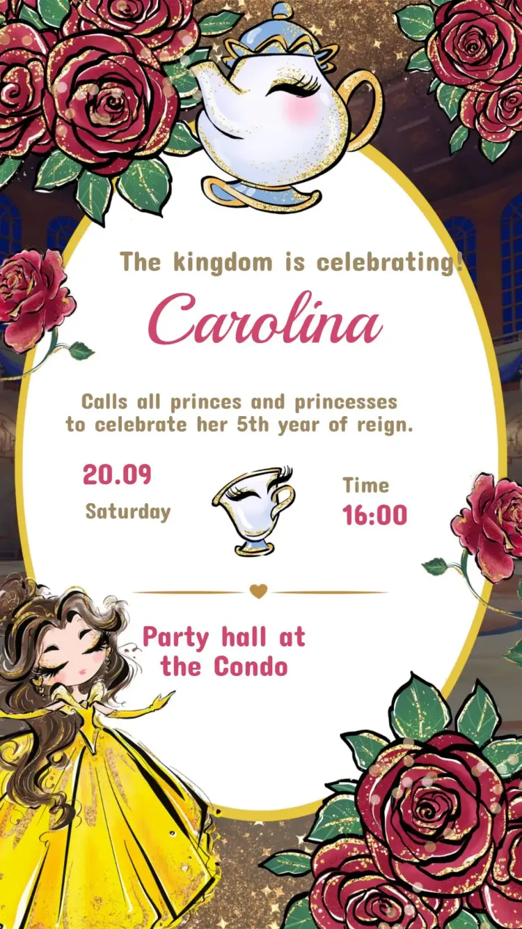 Children's Birthday Invitation Beauty and the Beast